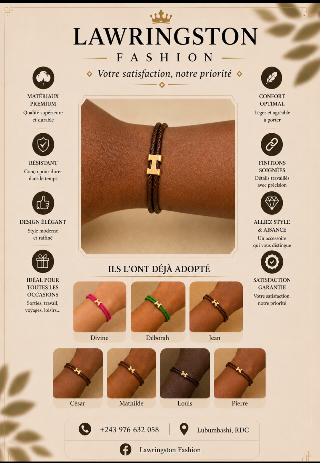 Bracelet Hermès Tournis Tresse avec fermoir en H.